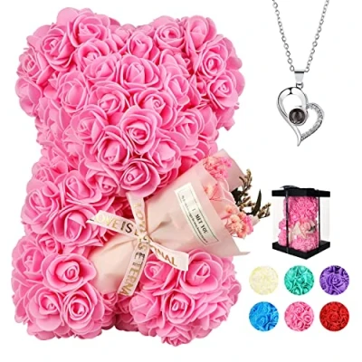 Image of Rose Bear Gifts for Mum， Women,Flower Mothers Gifts,Roses Valentines day Her,Birthday Girlfriend,Romantic Her,Christmas Anniversary （Pink）