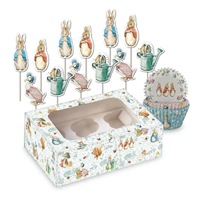 Image of Anniversary House Peter Rabbit Cupcake Decorations Kit, 75 Cases and 12 Toppers, Box, Cake Topper, AMZ015