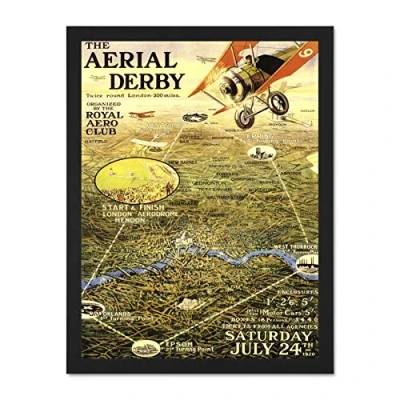 Image of Wee Blue Coo Advertising Exhibition Airshow Race Derby Biplane London UK Large Framed Art Print Poster Wall Decor 18x24 inch