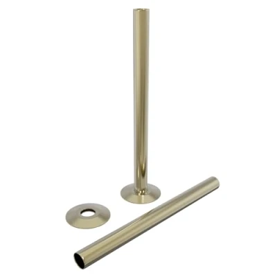 Image of NRG Towel Rail Radiators 180mm Radiator Pipe + Collars One Pair Brushed Brass