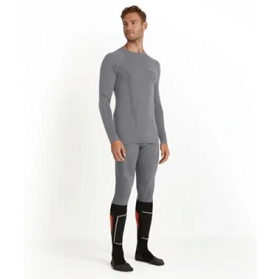 Image of FALKE Men&#039;s Wool Tech Round Neck M L/S SH Functional Yarn Quick Dry 1 Piece Base Layer Top, Grey (Grey Heather 3757), S