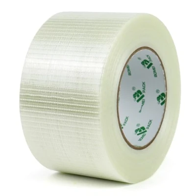 Image of BOMEI PACK Crossweave Reinforced Tape,1 roll 75mm x 50m Strong 170mic thickness Clear Bi Directional Filament Strapping Tape,Fiberglass Tape,Heavy Duty Bundling Tape