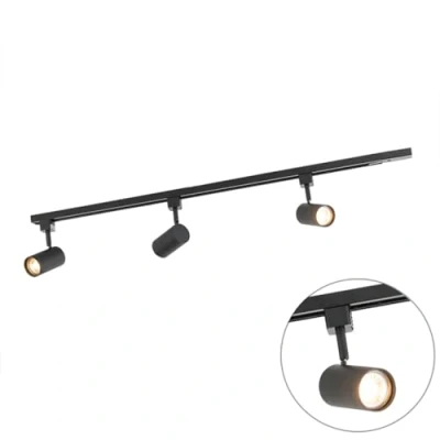 Image of Qazqa Modern 1 Phase Track System with 3 Spots Black Jeana Suitable for LED GU10 Way Light Steel Surface Mounted spotway Bedroom I
