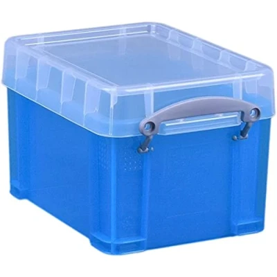 Image of Really Useful Plastic Storage Box 3 Litre Transparent Bright Blue