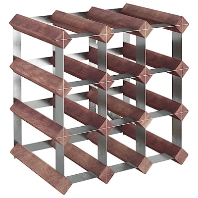 Image of vidaXL Wine Rack 12 Bottle Storage Display in Solid Pine &amp; Galvanised Steel with Rustic Brown Finish