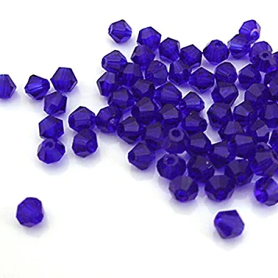Image of Gemini_mall® 100 Faceted Bicone Crystal Glass Beads 4mm for Jewelry Making (Dark Blue)