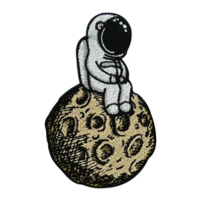 Image of Man on The Moon Astronaut Iron Patch Space Patches, Patch, Alien Embroidery UFO Ironable NASA Badges for Denim Jackets Finally Home