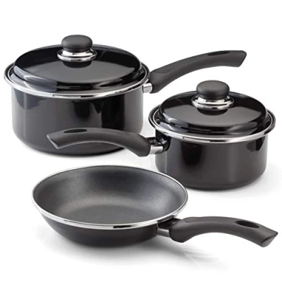 Image of Judge Induction 3 Piece Cookware Set Non Stick Black