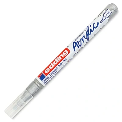 Image of edding 5300 acrylic marker fine silver 1 waterproof paint round nib 2mm pen for drawing on canvas, art paper and wood markers pebbles