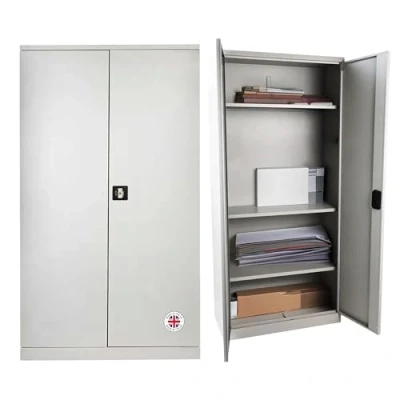 Image of Horison Industries Garage Storage Cabinet Metal Cabinet, Lockable Cupboards 1850x900x400mm Cabinets, Cupboard For Home Office &amp; Use Grey