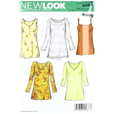 Image of New Look A 10 12 14 16 18 20 22 Sewing Pattern 6086 Misses Tops, white