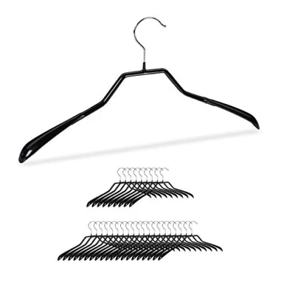 Image of Relaxdays Suit Hanger Set of 30, Wide Shoulder Parts, Non Slip, Rubber Coated, Metal, Coat Holders, Black