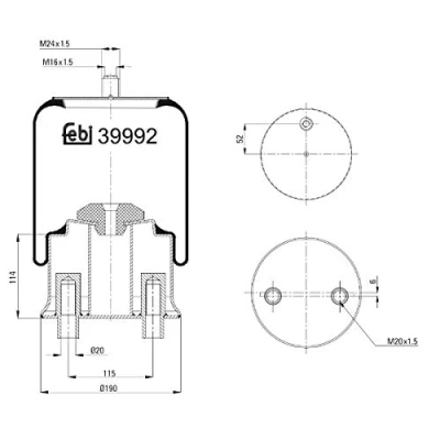 Image of 9423204521, 9743200117, A9423204521, A9743200117 Boot, air suspension FEBI BILSTEIN 39992 Front Axle Left, Right MERCEDES BENZ: ATEGO 2