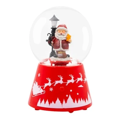 Image of The Christmas Workshop Musical Snow Globes/Light Up Gingerbread Man or Santa with Swirling / 8 Festive Songs/Battery Powered (17.5 x 11 11cm, Santa)