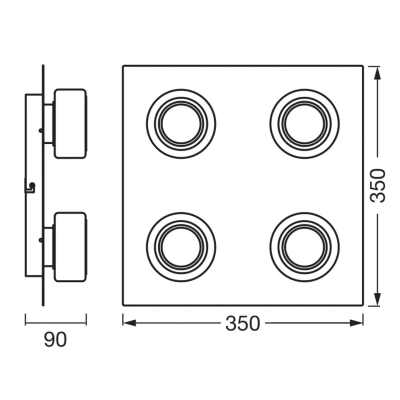 Image of LEDVANCE LED ceiling light Orbis Flame, chrome, 4 bulb, IP44