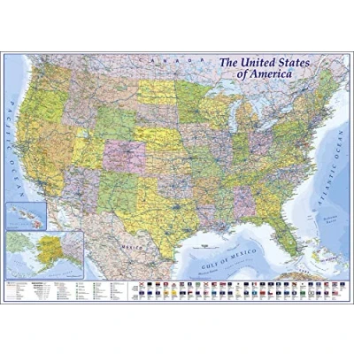 Image of Close Up XXL USA Map Premium Poster Giant America with all States 55&quot; x 39&quot; MAPS IN MINUTES