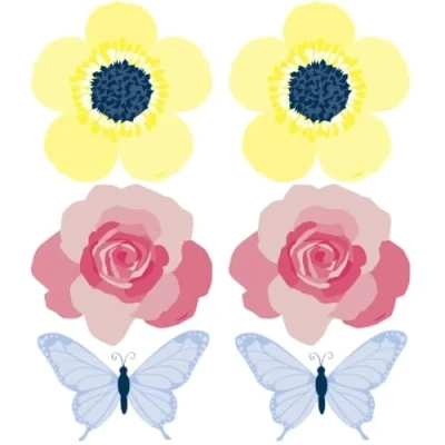 Image of Unique 39779 Paper Decorations Pastel Floral Spring Party Pack of 6