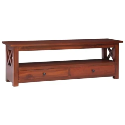 Image of vidaXL Solid Mahogany Wood TV Cabinet Home Living Room Bedroom Furniture Entertainment Centre Stands Unit Stereo Hifi Media Brown