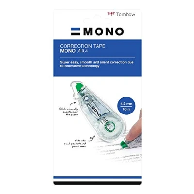 Image of Tombow CT CA4 1P Mono Air 4 Correction Roller with Side Roll, 4.2 mm x 10 m, Transparent, Blistered