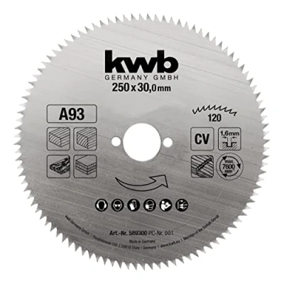 Image of kwb Circular Saw Blade 250 X 30 Mm, Made In Germany, for Fine and Precise Cuts, Suitable Wood Panels, Profiled Wood, Softwood