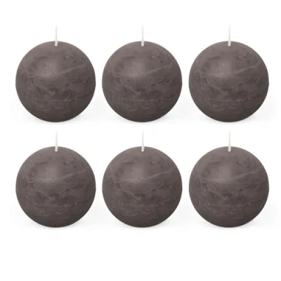Image of Spaas 6 Rustic Unscented Ball Candles 80 mm, 24 Hours, Taupe