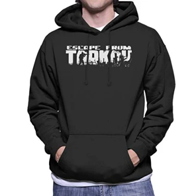 Image of Cloud City 7 Escape from Tarkov Text Men&#039;s Hooded Sweatshirt Black