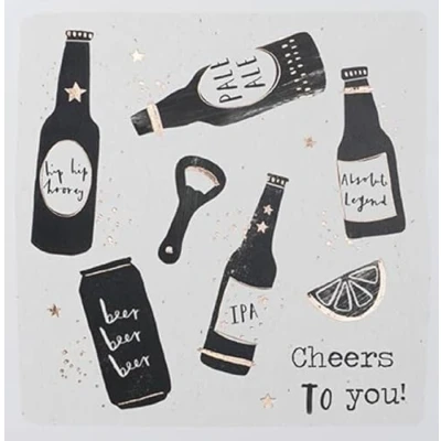 Image of Paperlink General Male Birthday Card for Men Beer Bottles with Copper Foil Eco Friendly and Recyclable