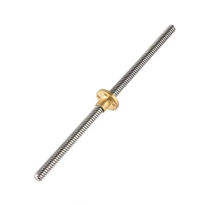 Image of Diyeeni 3D Printer Accessories T8 Trapezoidal Lead Screw + Nut, Pitch 2mm 8mm, Stainless Steel, for Stepper Motor(300mm)