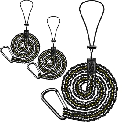 Image of tonhui 3 Pack Tool Lanyard, Single Carabiner and Adjustable Drawcord, Maximum Weight Limit 7KG, with Shock Cord