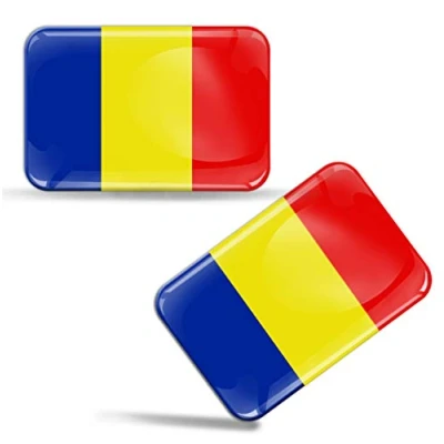 Image of 2 x 3D Domed Silicone Stickers Decals Romania National Romanian Flag Car Motorcycle Helmet F 55