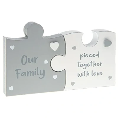 Image of Shudehill Giftware Jigsaw Double Plaque Our Family pieced together with love