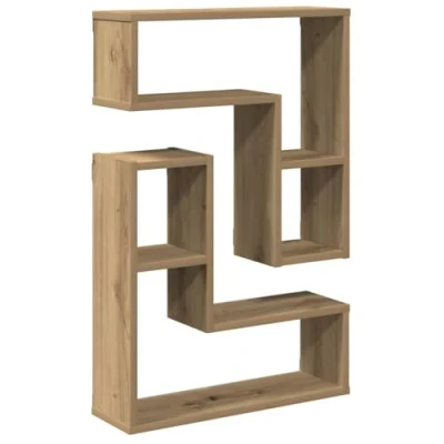 Image of vidaXL wall cube shelves artisan oak floating storage 50x15x50 cm modern engineered wood, living/bedroom use