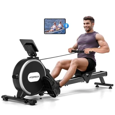 Image of DMASUN Home Rowing Machine, Magnetic Machine with Upgrade Double Slide Rails, App Connection, 16 Resistance Levels, LCD Data Display, Ideal for Cardio Training, Maximum Load 160 kg