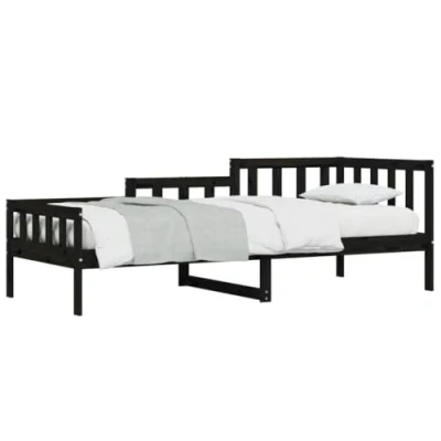 Image of vidaXL Day Bed without Mattress Black 90x190 cm Single Solid Wood Pine