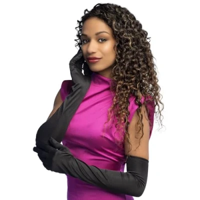 Image of Women Black Los Angeles Opera Gloves Hollywood Fancy Dress Adult Ladies Costume Accessory