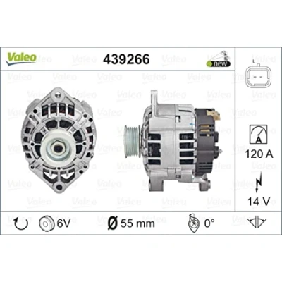 Image of 4401479 Generator VALEO NEW ORIGINAL PART 439266 14V 120A B+ L/R 0 55mm RENAULT: CLIO 2, Scénic 1, Kangoo I