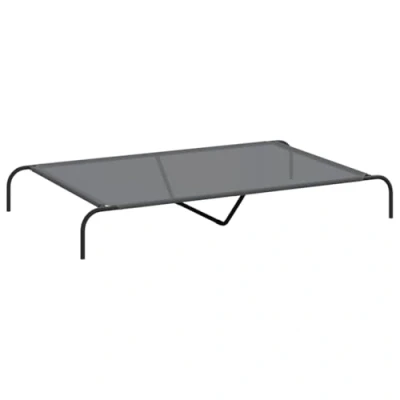 Image of vidaXL Raised Dog Bed Grey 150 x 90 20 cm Textilene and Steel, Bed, Outdoor Cooling