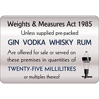 Image of Stalwart W317 Weights and Measures Act Sign, 25 mL, 140 mm x 200
