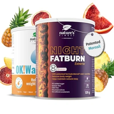 Image of Nature&#039;s Finest by Nutrisslim Night FatBurn Extreme + OK!WaterOut Powerful Fat Burning and Water Retention Support for Weight Loss Detoxification
