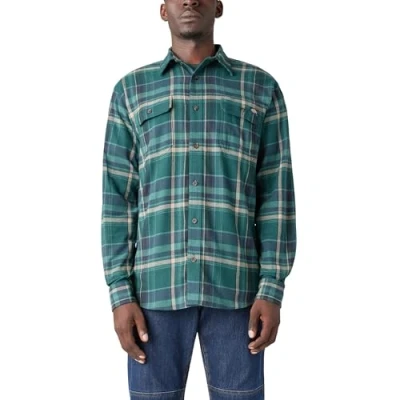 Image of Dickies Men&#039;s Flex Flannel L/S Shirt, Forest Green Multi Plaid, S