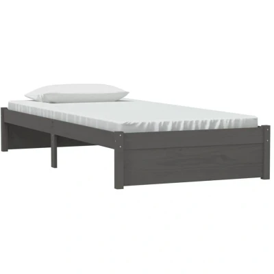 Image of vidaXL Bed Frame without Mattress Grey Solid Wood 90x200 cm