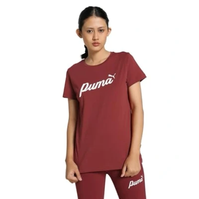 Image of Puma Script TEE Print Tshirt, Women&#039;s, Size: Medium, Intense red