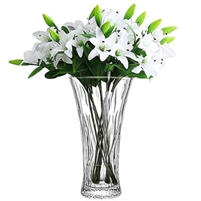 Image of Glass Vase, Clear Flower Vase 30cm Tall Crystal Large Big Vases for Flowers Decoration Floral Arrangement