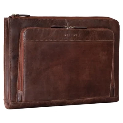 Image of STILORD &#039;Dillon&#039; Conference Folder Leather Vintage Business Case A4 Laptop Case13,3 Inch Notebook MacBook Bag Cover Briefcase Envelope Portfolio, Colour:Lyon Brown