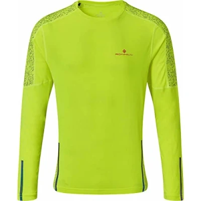 Image of RONHILL, Men&#039;s Life Night Runner L/S Tee, FlYellow/Flme/Reflect, XL