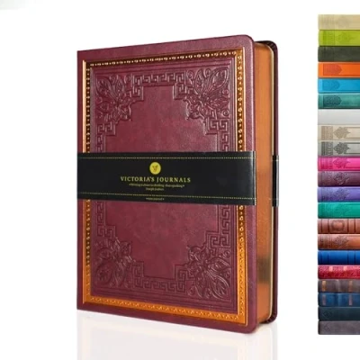 Image of VICTORIA&#039;S JOURNALS Leatherette Vintage Journal Hard Cover Lined Notebook Old Looking Travel Diary, 5.7&#039;&#039; x 8.1&#039;&#039;