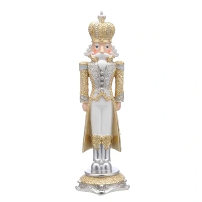 Image of Festive 45 Centimetre Gold and Silver Resin Nutcracker Decoration