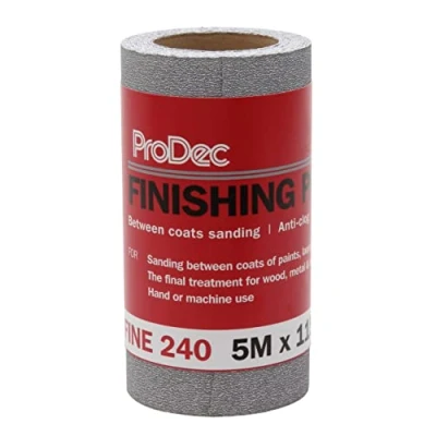 Image of ProDec 5m Roll 240 Grit Fine Grade Finishing Paper for Sanding Between Coats and Automotive 115mm Wide Abrasive Compatible with Machine Sanders &amp; Hand
