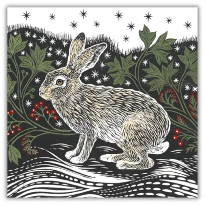 Image of Museums &amp; Galleries Starlight Hare Pack of 8 Macmillan Charity Christmas Cards