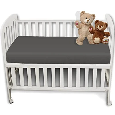 Image of 2 x AmigoZone Pollyotton Cot Bed Fitted Sheet (Gray, (70 140cm))